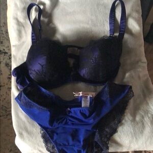 💙Gorgeous Vic Secret & Adore Me Blue Lace Lingerie Set
